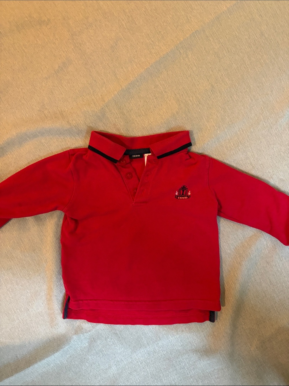 Izod Red Long-Sleeve Polo with Navy Trim